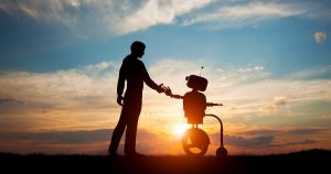 Human and Robot Shaking Hands