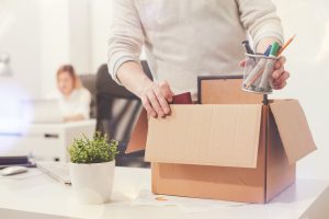 Employee packing up items